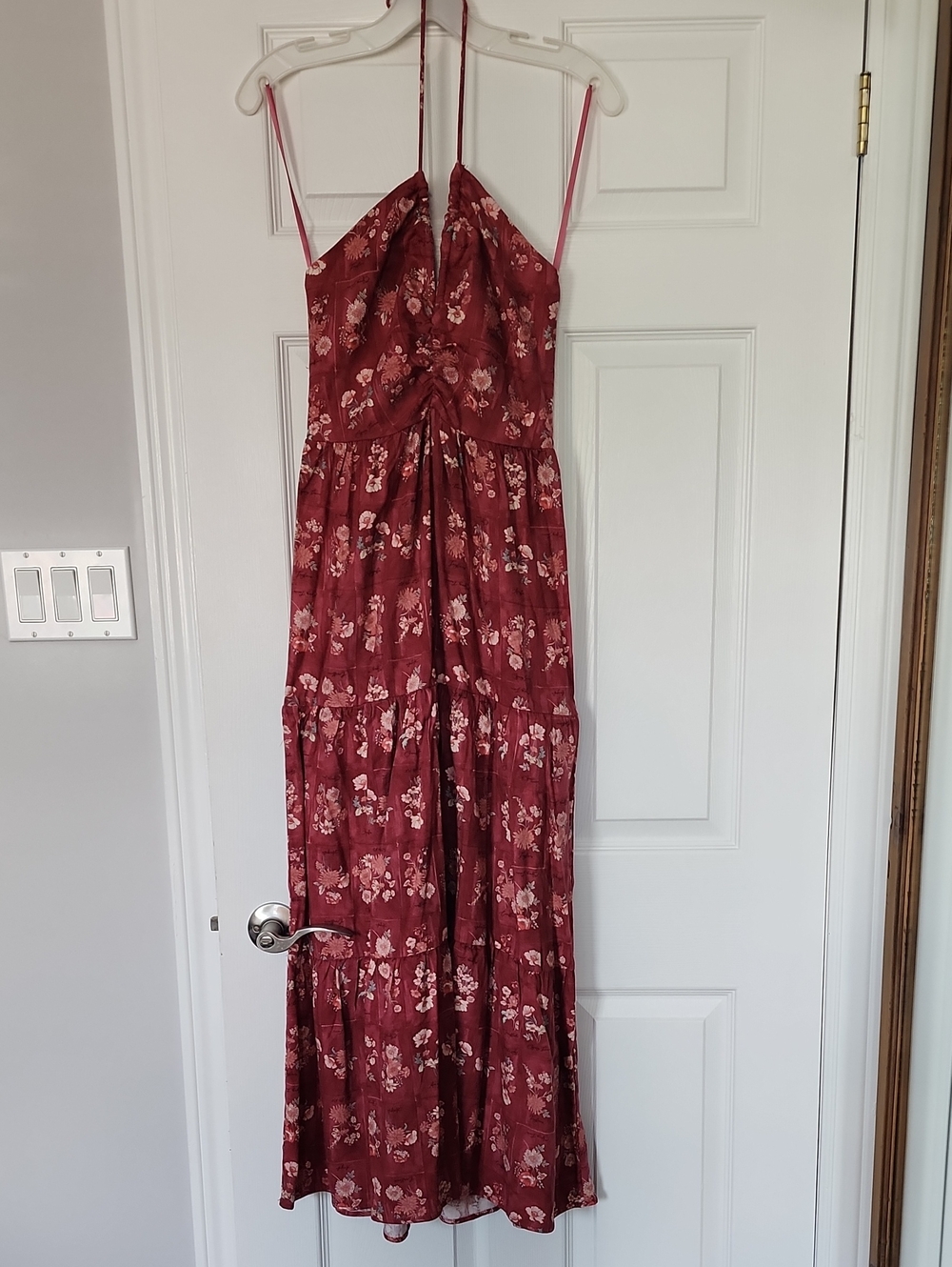 Monteau Burgundy Floral Maxi Dress